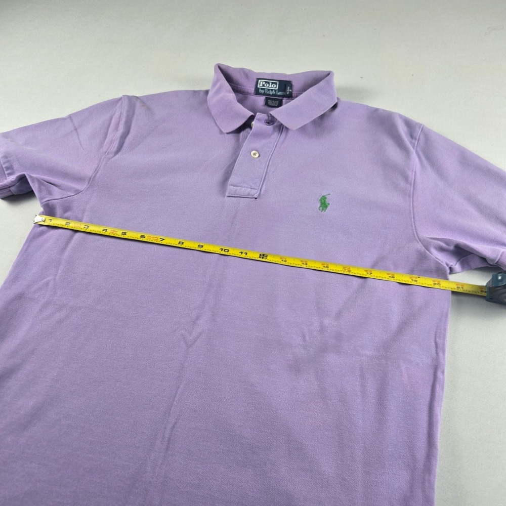 Polo Ralph Lauren Men's Medium Purple Mesh Polo Shirt Green Pony Cotton - Picture 6 of 9